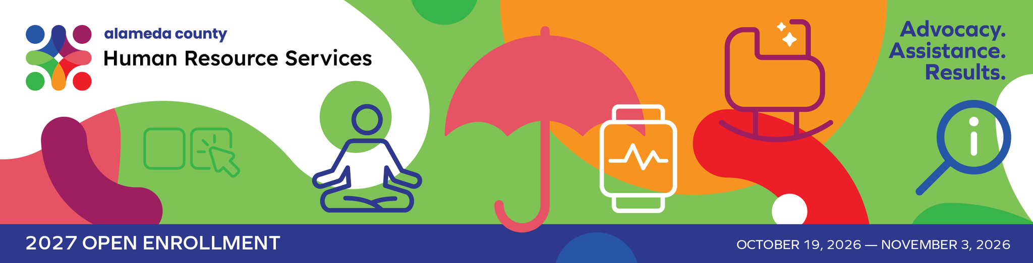 Open Enrollment Human Resource Services Open Enrollment October 16, 2026 to November 3, 2026 colorful benefit related images